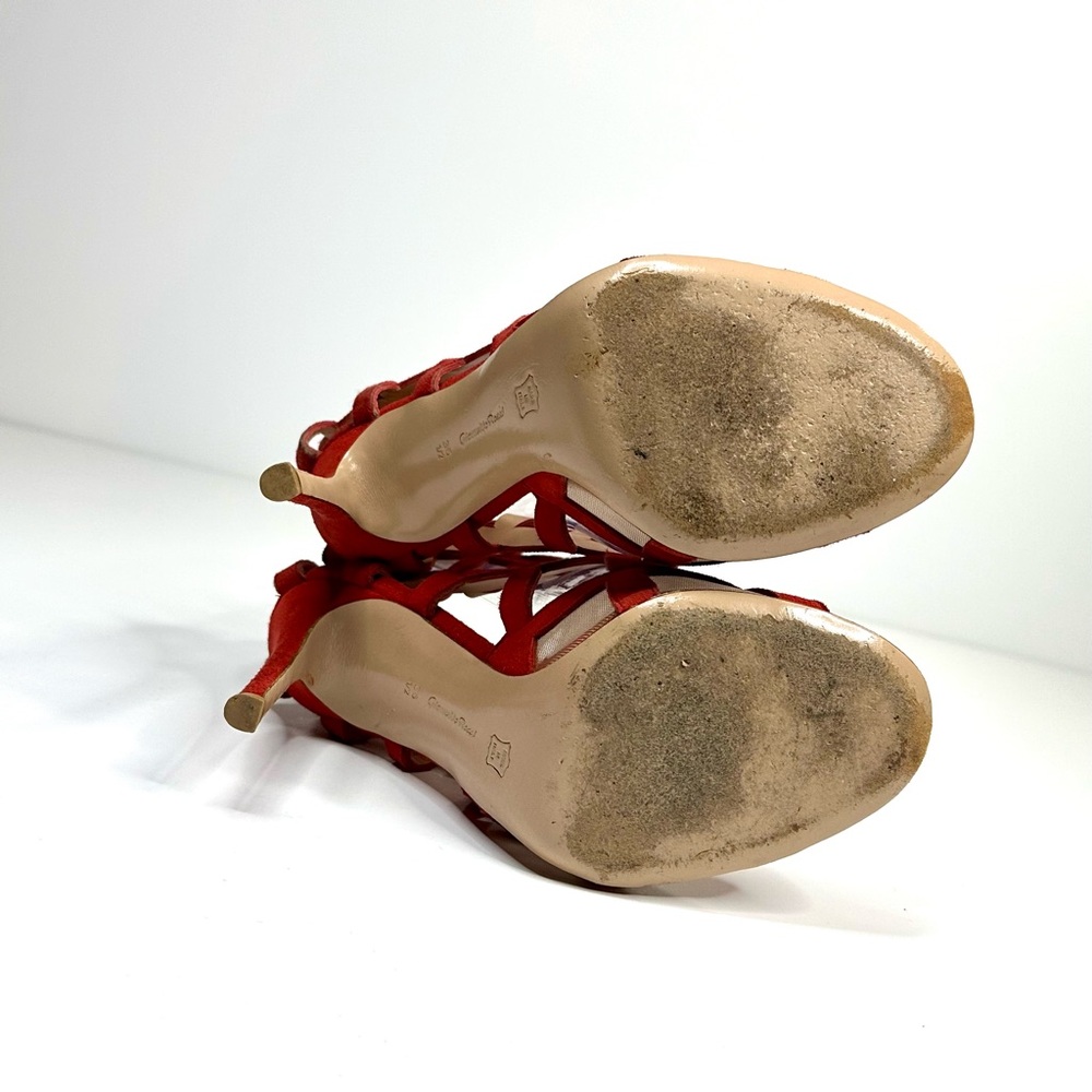 Gianvito Rossi Women’s Red Suede Gladiator Heeled Sandals Size EU 36.5 or US 6.5 - Picture 6 of 10